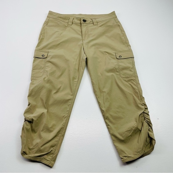 Eddie Bauer Pants Womens Size 4 Hiking Cargo Lightweight  ruched hem beige - Picture 1 of 10